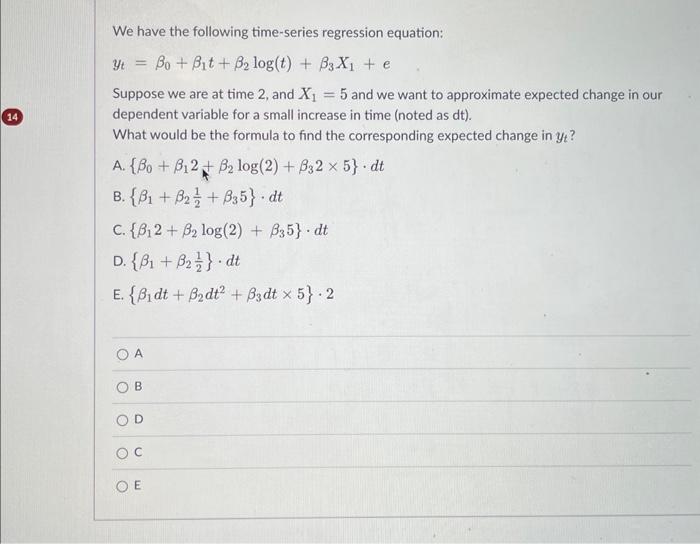 Time Series Regression Equation