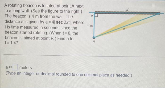 Solved A rotating beacon is located at point A next to a | Chegg.com