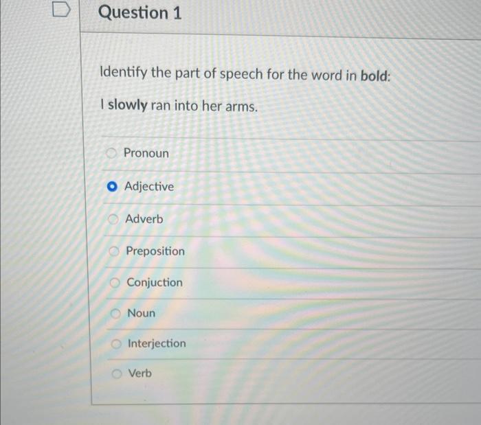 which part of speech is the word slowly