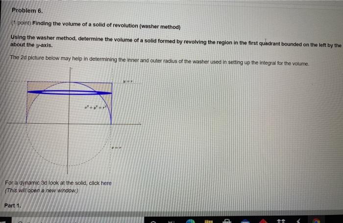 Solved Using The Washer Method Determine The Volume Of A | Chegg.com