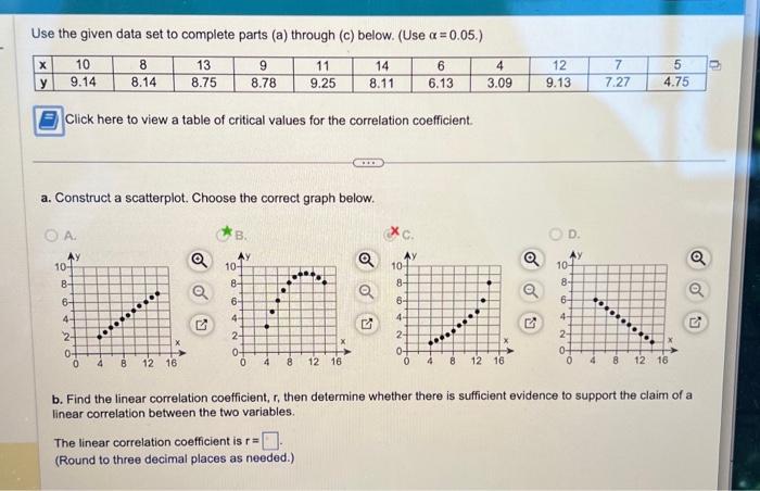 Solved Use the given data set to complete parts (a) through | Chegg.com