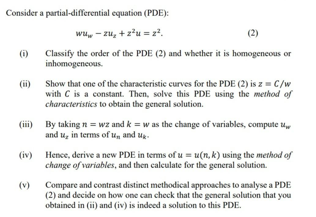 Solved Consider a partial-differential equation (PDE): | Chegg.com