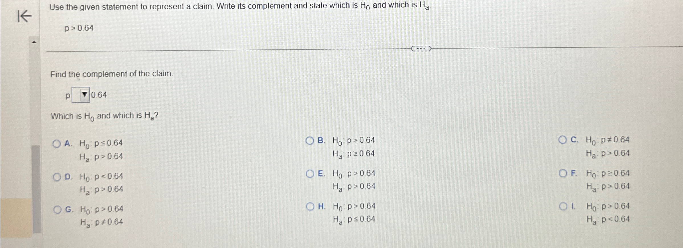Solved Use the given statement to represent a claim. Write | Chegg.com