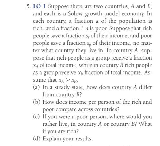 Solved 5. LO 1 Suppose There Are Two Countries, A And B, And | Chegg.com