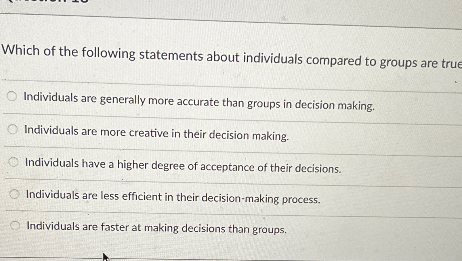 Solved Which of the following statements about individuals | Chegg.com