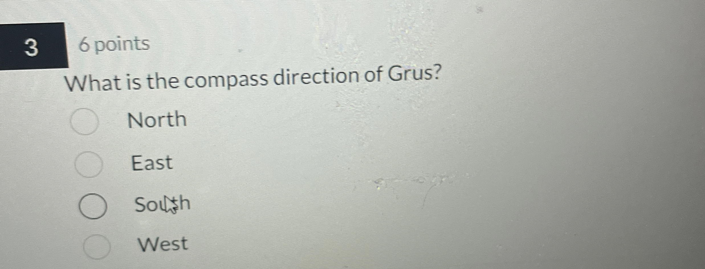 Solved 36 ﻿pointsWhat is the compass direction of
