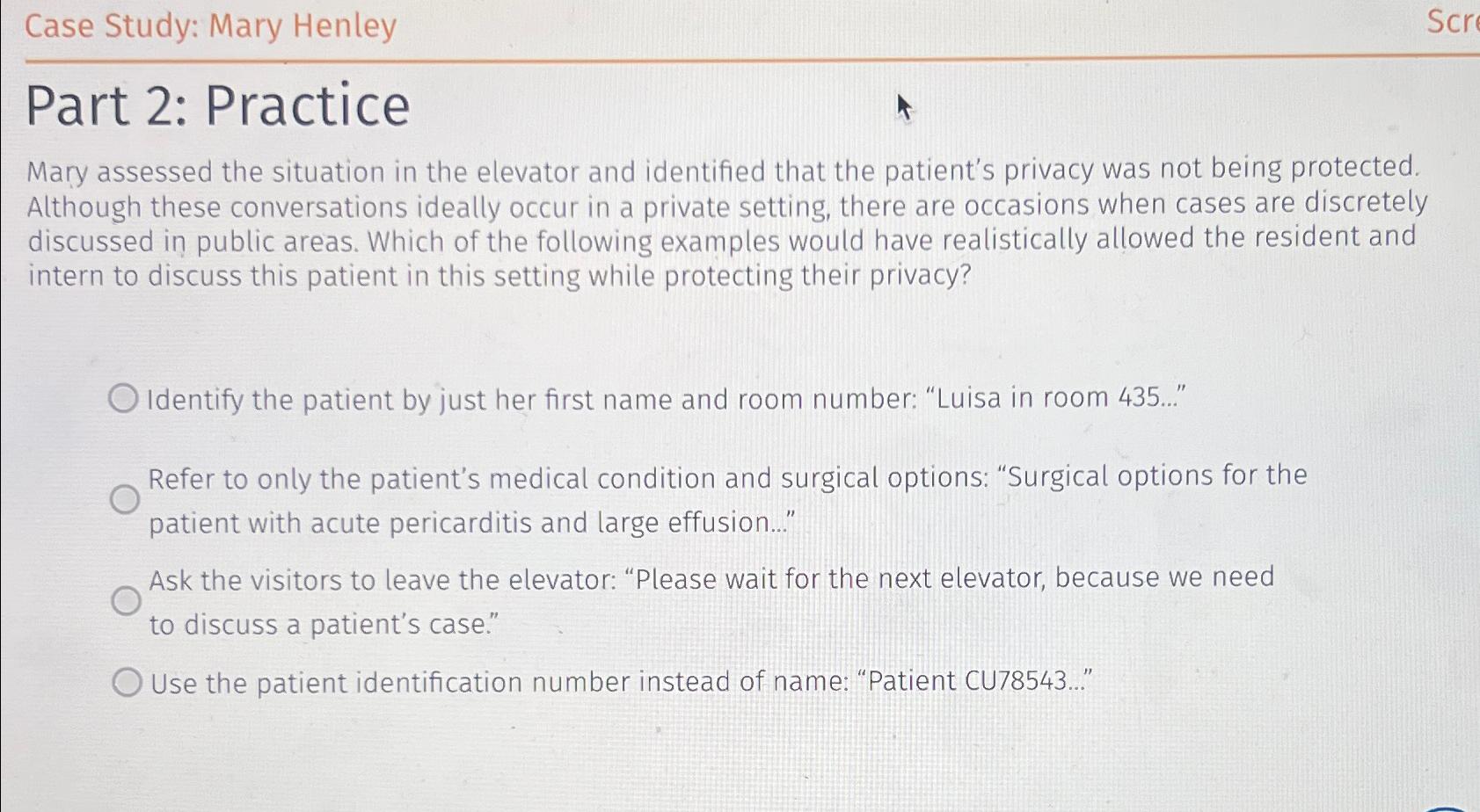 Case Study Mary HenleyScrPart 2 PracticeMary