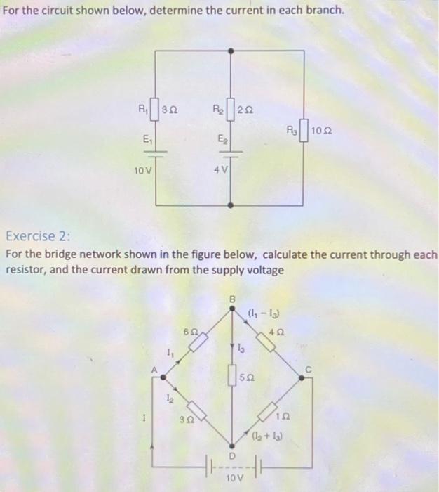 Solved For the circuit shown below, determine the current in | Chegg.com