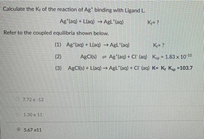 Solved Calculate the Kt of the reaction of Ag binding with Chegg