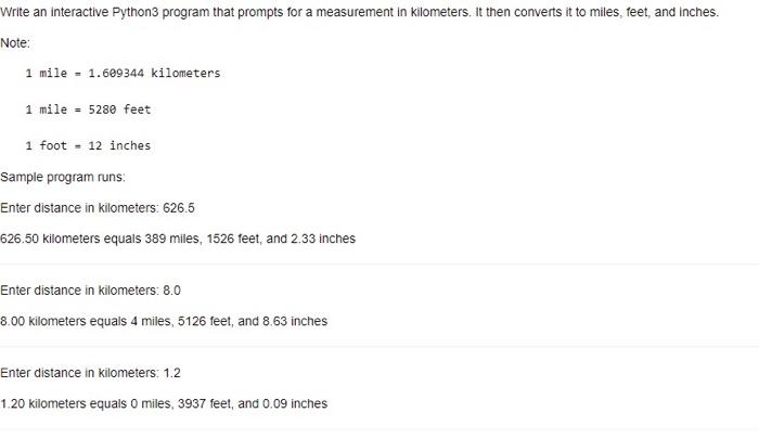 Solved Write an interactive Python3 program that prompts for | Chegg.com