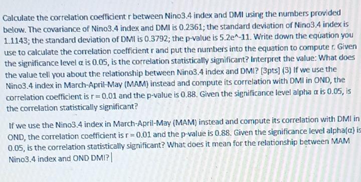 Solved Calculate the correlation coefficient r between | Chegg.com