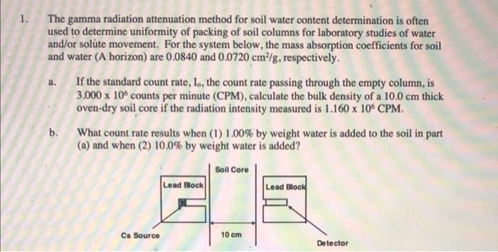 Solved The gamma radiation attenuation method for soil water | Chegg.com
