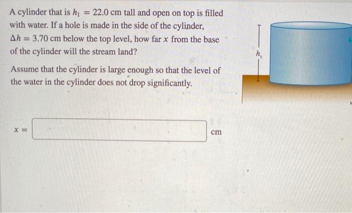 Solved A cylinder that is h = 22.0 cm tall and open on top | Chegg.com