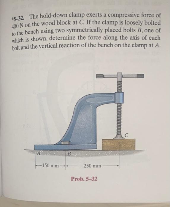 Solved *532. The holddown clamp exerts a compressive force