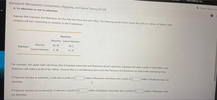 Solved Homework: Monopolistic Competition, Oligopoly, And | Chegg.com