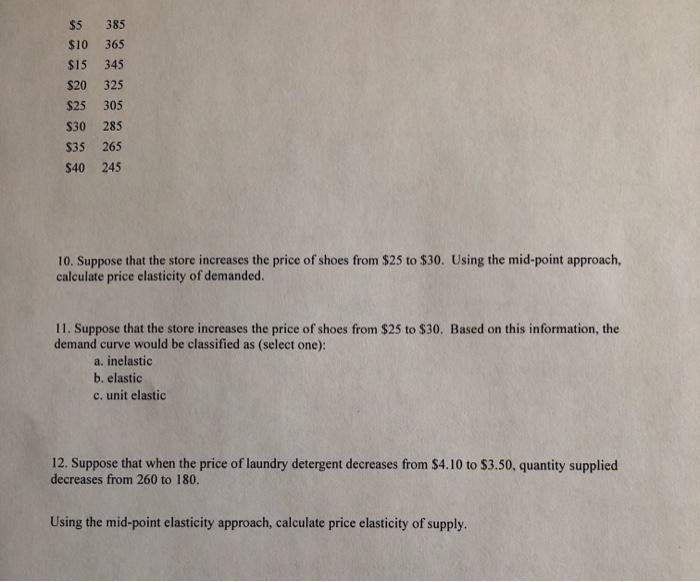 Solved Use the following information to answer questions 8 | Chegg.com