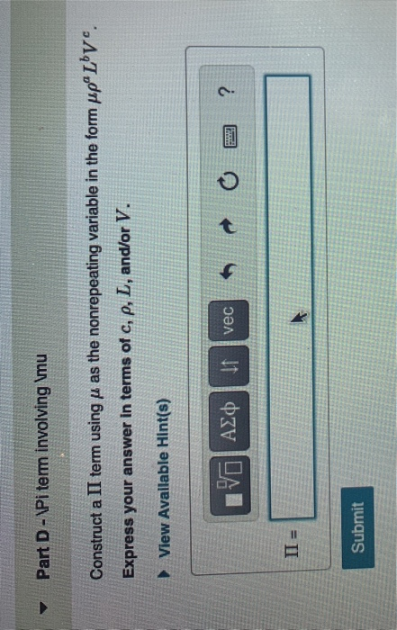 Solved Part D Pi Term Involving Mu Construct A Ii Term U Chegg Com