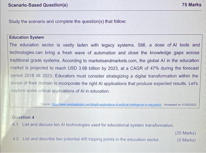 Solved Scenario-Based Question(s) Study The Scenario And | Chegg.com