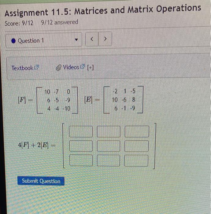 Solved Assignment 11.5: Matrices and Matrix Operations | Chegg.com