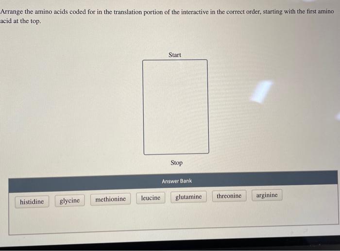 Solved Accessible textonly version Arrange the amino acids