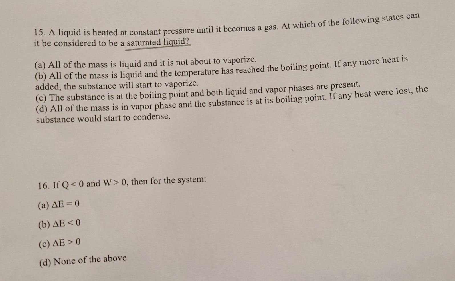 Solved 15. A liquid is heated at constant pressure until it | Chegg.com