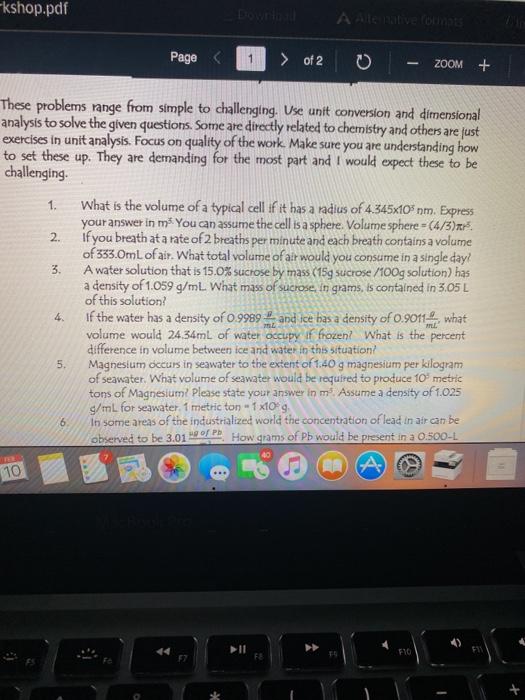 Solved Kshop Pdf Page Of 2 Zoom 1 3 These Problems Chegg Com