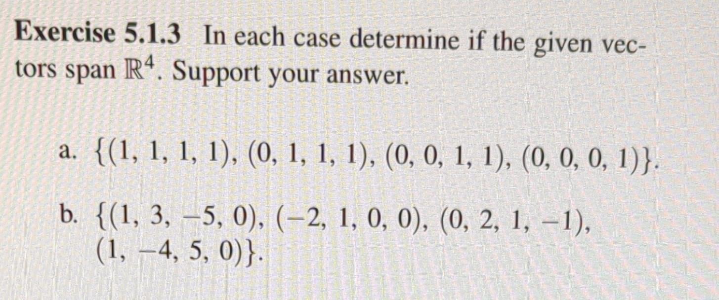 Solved Exercise 5.1.3 In each case determine if the given | Chegg.com