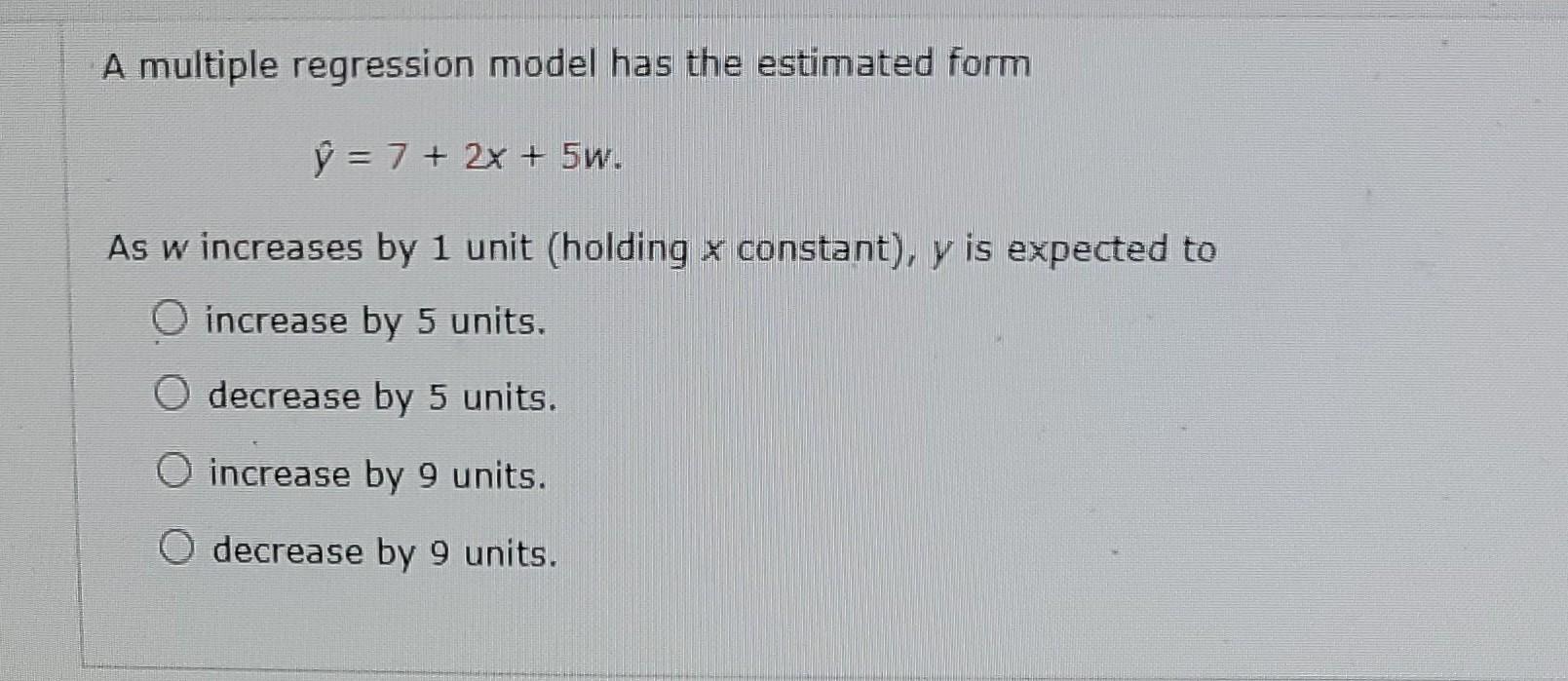 Solved A multiple regression model has the estimated form | Chegg.com