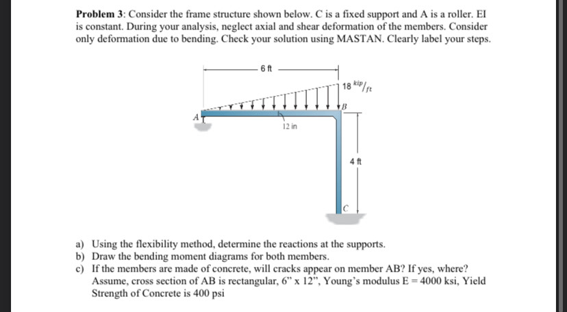 Solved Problem 3: Consider the frame structure shown below. | Chegg.com