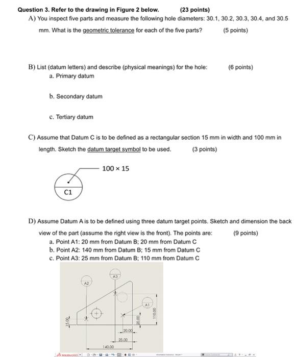 Solved Question 3. Refer to the drawing in Figure 2 below. | Chegg.com