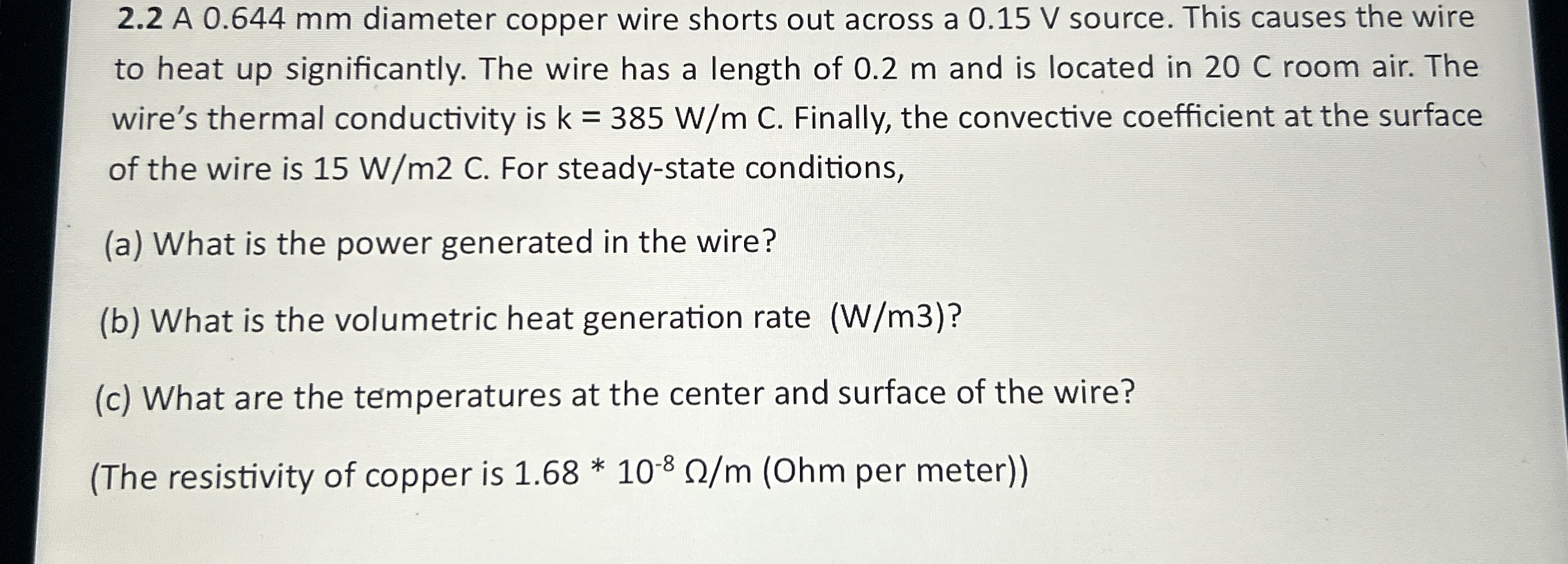 2.2 ﻿A 0.644 ﻿mm diameter copper wire shorts out