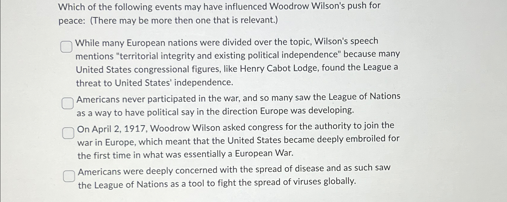Solved Which of the following events may have influenced | Chegg.com