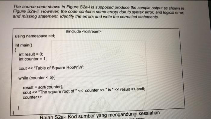 Solved The source code shown in Figure S2a-i is supposed | Chegg.com