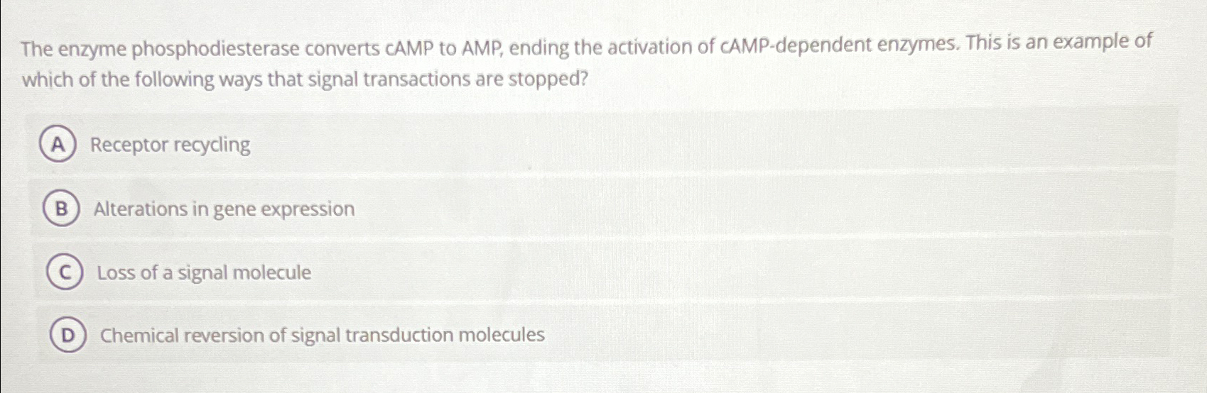 Solved The enzyme phosphodiesterase converts CAMP to AMP, | Chegg.com