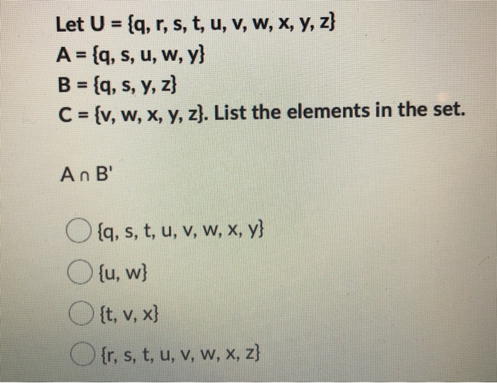 Solved Let U Q R S T U V W X Y Z A Q S Chegg Com