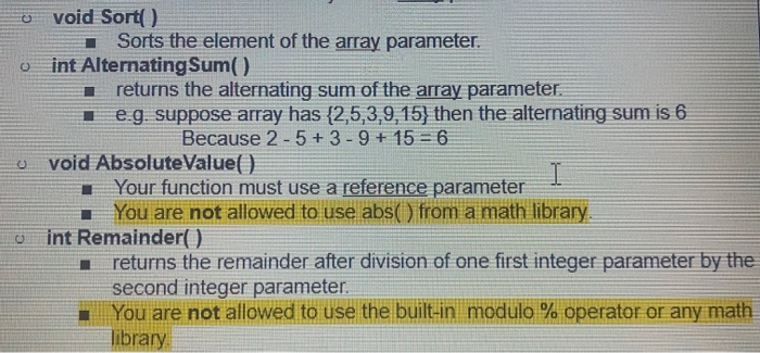 Void Sorting Algorithm Solved o void Sort Sorts the element of the array parameter. | Chegg.com