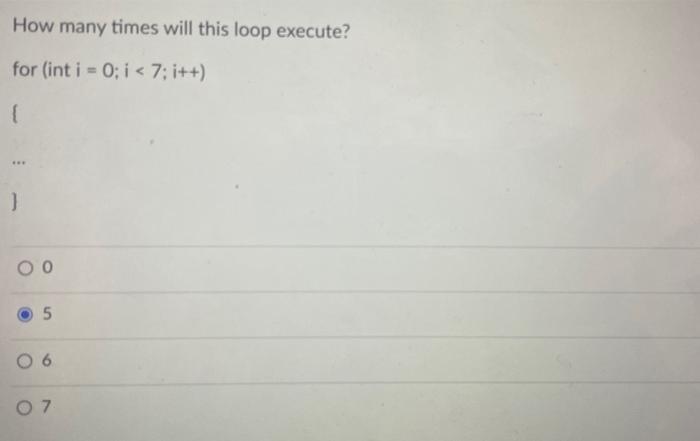 Solved How many times will this loop execute? for (int | Chegg.com