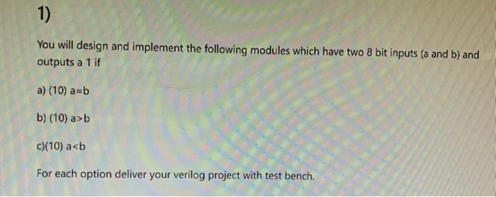 Solved You Will Design And Implement The Following Modules | Chegg.com
