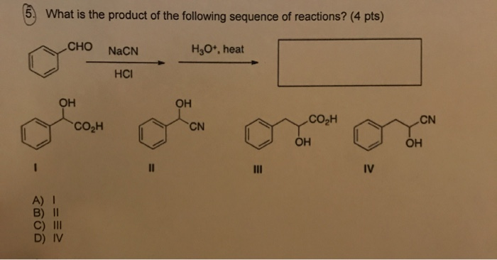 Solved What is the product of the following sequence of | Chegg.com