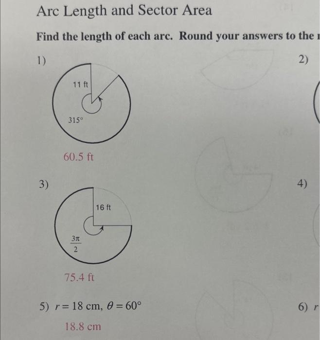 find the length of the arc defined by the sector