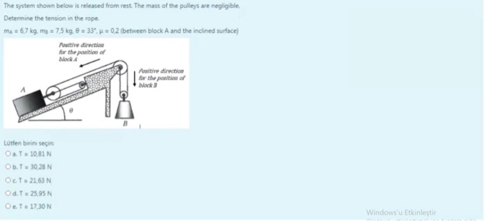 Solved The system shown below is released from rest. The | Chegg.com