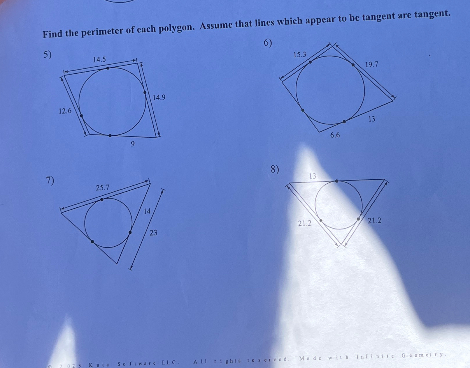 Find the perimeter of each polygon. Assume that lines | Chegg.com