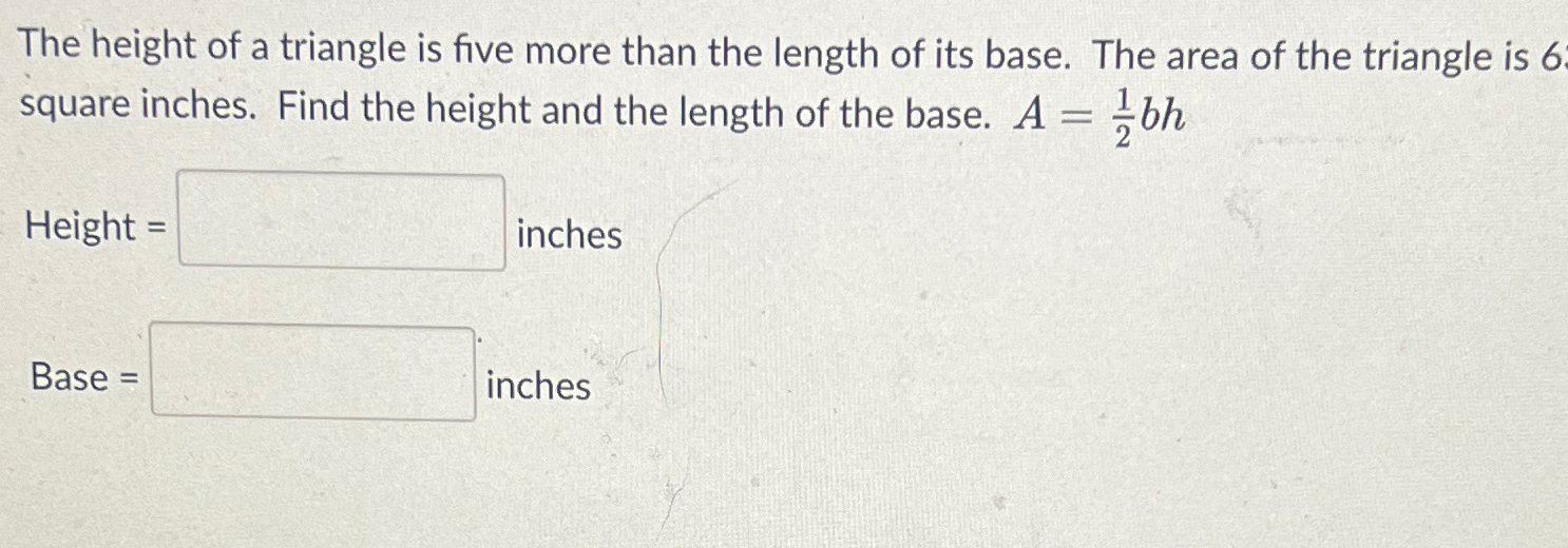 how to find length of triangle with base and height