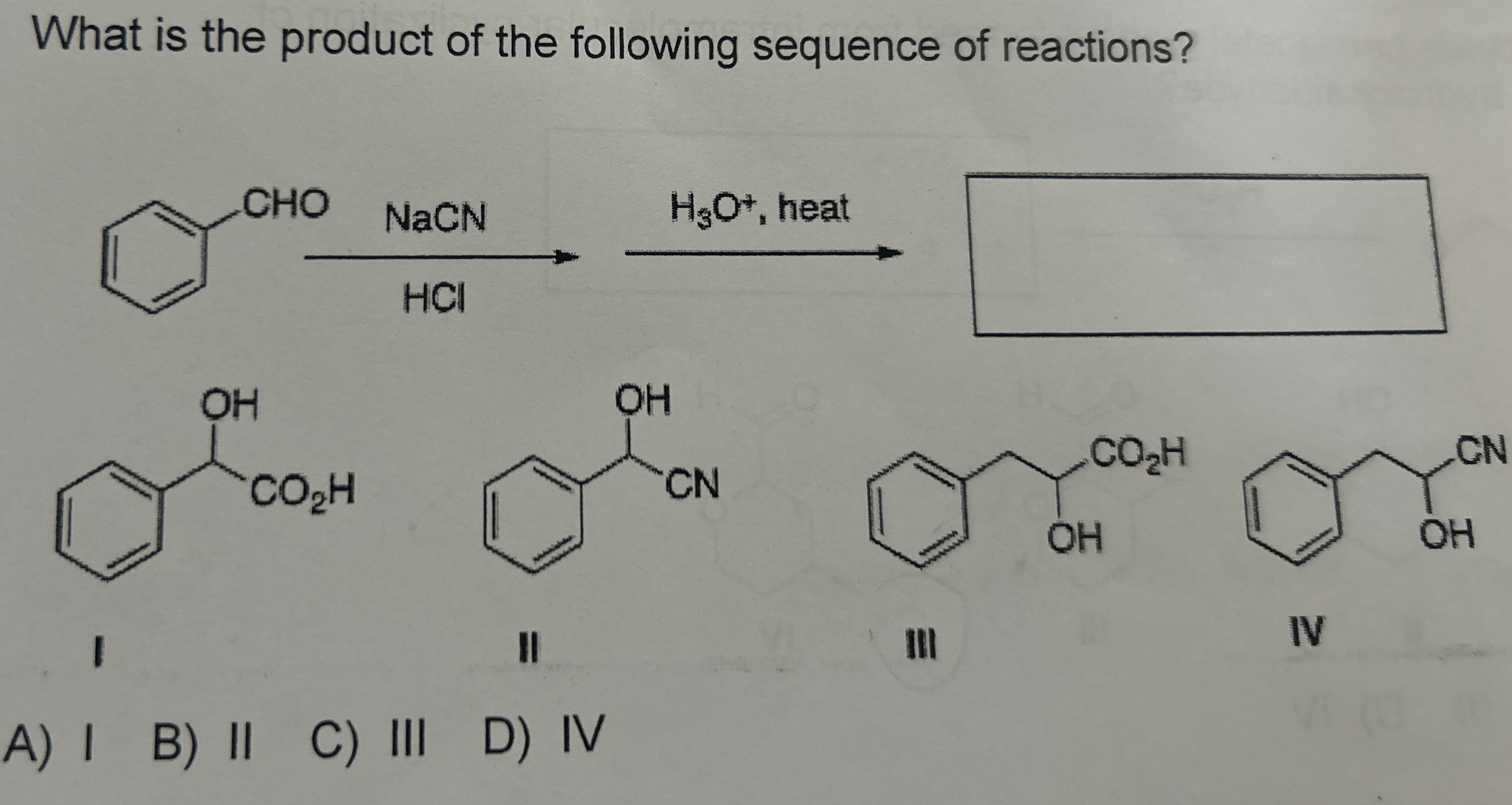 Solved What is the product of the following sequence of | Chegg.com
