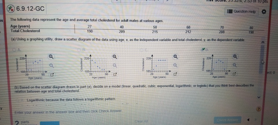 Solved The following data represent the age and average | Chegg.com