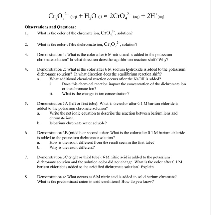 Solved 1 2 3 4 A Cr 0 2 aq H20 2Cron aq Chegg
