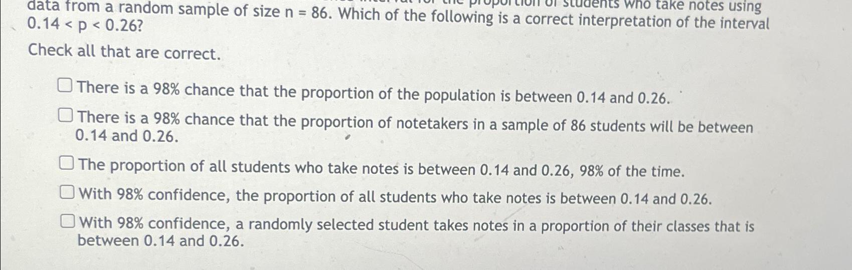 solved-data-from-a-random-sample-of-size-n-86-which-of-the-chegg