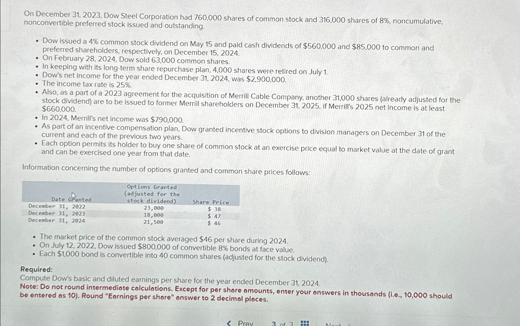 Solved On December 31, 2023, ﻿Dow Steel Corporation Had | Chegg.com