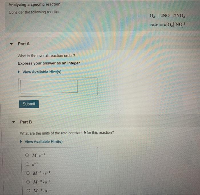 Solved Analyzing a specific reaction Consider the following | Chegg.com