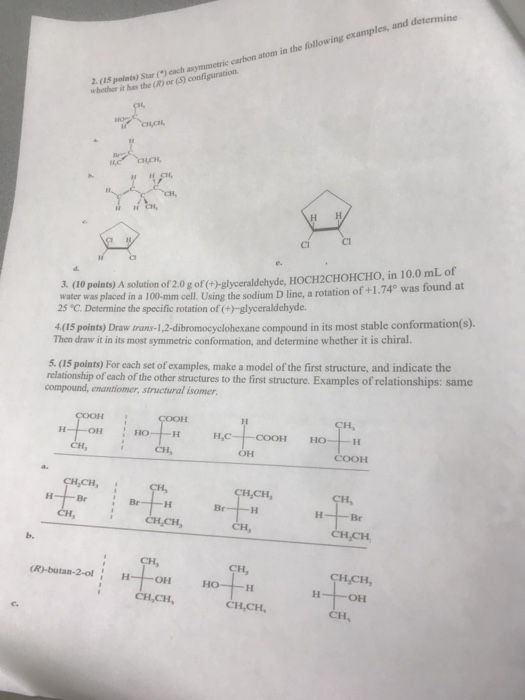 Solved Spoiats) Star () Cach Asymmetric Carbon Atom In The 